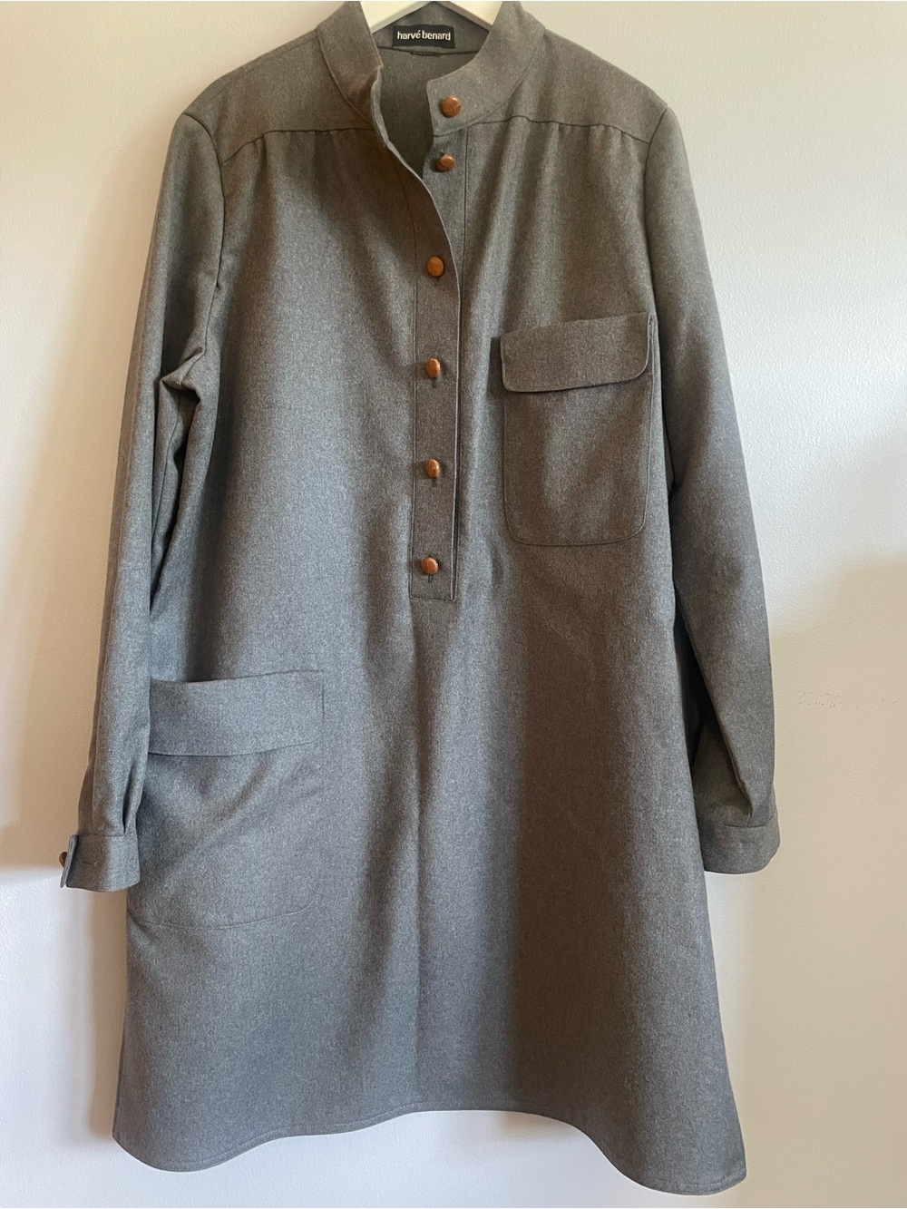 Harve Benard Gray Button-Front Trench Coat